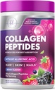 Collagen Peptides Powder 20g - Hydrolyzed Type 1 & 3 Berry Flavor Collagen Powder - Biotin, Hyaluronic Acid, Vitamin C - Hair, Skin, & Nails Support Supplement for Women & Men - Bottled in USA, 10.5oz