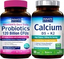 Innate Vitality Calcium 1200mg with D3 & K2 + Women's Probiotics 120B CFU Bundle | Bone Density & Feminine Flora Support with Cranberry, Digestive Enzymes & pH Balance