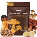 Mushroom Coffee, 20-in-1 Adaptogenic Mushrooms Instant Coffee Powder with Lion's Mane, Reishi, Cordyceps, Turkey Tail, King Trumpet & L-Theanine for Energy, Digestion & Immune Support, 30 Servings