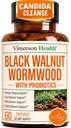 Black Walnut Wormwood Candida Cleanse Capsules – Gut Cleanse and Detox with Oregano, Caprylic Acid, LactoSpore Probiotics & Reishi – Herbal Digestive Support – 60 Capsules 30-Day Supply