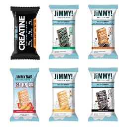 JiMMY! Protein Bar, 12 Count - High Performance Energy Bar with Caffeine and Turmeric, Low Sugar, 25g of Protein, High Protein | Variety Pack 12ct