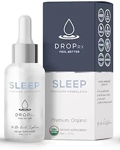 DropRx Sleep by Dr. Nicole Saphier – Melatonin Drops with Passion Flower, Ashwagandha & Magnolia Bark Extract – Organic, Non-GMO, Vegan, Gluten-Free, Kosher – Made in USA (2 Fl Oz)