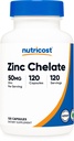 Nutricost Zinc Chelate 50mg, 120 Vegetarian Capsules - Gluten Free and Non-GMO
