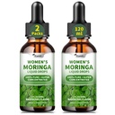 2 Pack（4 Fl Oz） Moringa Liquid Drops 800 mg For Women- with Moringa Oleifera Leaf Extract, Turmeric Root Extract, Olive Leaf, Black Pepper, Vitamin C & E，Antioxidant, Energy and Immunity Support.