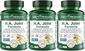 Purity Products HA Joint Formula Hyaluronic Acid + Key CoFactors - Joint + Skin Multi Collagen (Type I, II & III) - 5-Loxin - Olive Fruit Extract - Joint Flexibility + Mobility - 90 Capsules (3)