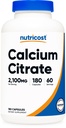 Nutricost Calcium Citrate (2,100mg) 180 Vegan Capsules, Gluten-Free | GMO-Free, 60 Servings