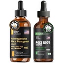 Inner Balance & Vitality Set: Maca Root Adaptogen Drops & Poke Root 6-in-1 Lymphatic Support Tincture — Liquid Formula, 3rd Party Tested, 60-Day Supply Each