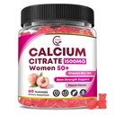 Calcium Citrate 1500 mg with Vitamin D3 K2 Gummies for Women 50 Plus, High Absorption Calcium Supplements for Bone & Teeth Support - Easy to Digest, Sugar Free, Vegan, Peach Flavor, 60 Count