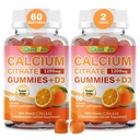 Calcium Citrate Gummies 1200mg with Vitamin D3, K2, Zinc and Vitamin C 5-in-1 - Immune Support Supplement for Women & Men - Sugar Free, Non-GMO Chewable - Orange Flavor (60 Count (Pack of 2))