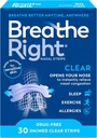 Breathe Right Clear Nasal Strips Medium 30 Pack for Sensitive & Dry Skin – Anti Snoring & Nasal Congestion Relief, Blocked Nose Relief, Instant Breathing Support for Sleep & Exercise, Men & Women