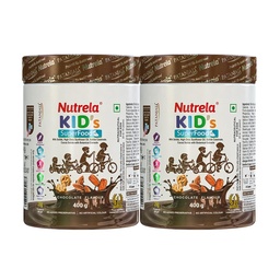 Nutrela Kids Protein Powder - 400g, Chocolate Flavour | Helps in Memory and Brain Development | Improve Muscle Mass, Bone and Teeth Strength | Ideal for 4 to 15 Years | Pack of 2