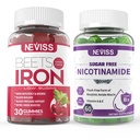 NEVISS Vegan Iron Supplement, Gentl Iron + Sugar Free Nicotinamide 500mg Gummies