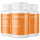 Celebrate Vitamins Iron Supplement with Vitamin C - 30mg Iron, 60mg Vitamin C, Bariatric Vitamins for WLS Patients, Vertical Sleeve & Gastric Bypass Surgery – 90 Capsules