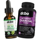Oregano Oil Organic Liquid Drops & Charcoal Capsules - Oil of Oregano Drops Tincture Extract & Charcoal Pills for Stomach Gas Cleanse Detox Immune Support, Digestive Binder - Organic