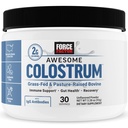 Force Factor Awesome Colostrum to Support Gut Health, Immune Function, Recovery, & More, Bovine Colostrum Supplement, Pasture-Raised, Grass Fed, Hormone Free, Naturally Unflavored, 30 Servings