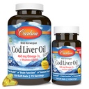 Carlson - Cod Liver Oil Gems, 460 mg Omega-3s, Plus Vitamins A and D3, Wild Caught Norwegian Arctic Cod, Sustainably Sourced Nordic Fish Oil Capsules, Lemon, 150 + 30 Softgels