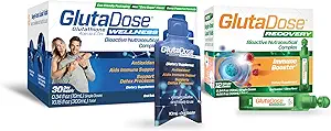 GlutaDose Ultimate Immune Boost & Daily Detox Bundle, Cold & Flu Recovery, Immune & Energy Support, Glutathione, Astragalus, Echinacea, Acerola (1,000 mg Blend), Selenium, Zinc, Liquid Supplements