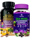 Sea Moss Capsules + Gummies Bundle, 60 Irish Sea Moss Gummies + 120 Ocean Wild SeaMoss Capsules with Vitamins and Minerals