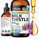 BIO KRAUTER® Milk Thistle Supplement for Liver Cleanse & Detox - Liquid Milk Thistle Extract Сontains Silymarin for Digestive Support 4 Fl.Oz - Alcohol & Sugar Free, 56 Days of Supply