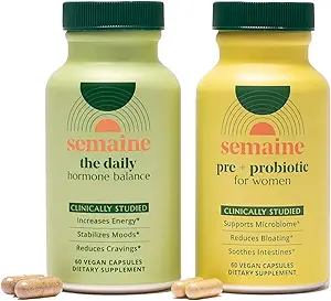 Semaine Hormonal Gut Balance Bundle - Support Cellular Energy, Clear Skin & Mood. Ease Bloating & Indigestion, Support Vaginal Health | 1 Month Supply