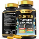 Colostrum Supplement - 8in1 Formula - Combine with Turmeric, Ceylon Cinnamon, Quercetin, Royal Jelly, Dandelion, L- Glutamine, and Black Pepper - Digestive Health Support - 120 Capsules