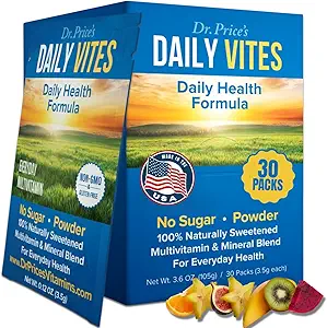 Dr. Price's Vitamins Multivitamin for Women and Men - Supplement Powder Packs - 30 Packets - B Complex Vitamin Supplement - Daily Vites - Minerals for Water - No Sugar, Non GMO, Gluten Free Drink Mix