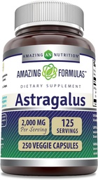 Amazing Formulas Astragalus 2000 mg Per Serving Capsules Supplement | Made from Pure Astragalus Membranaceus Plant Root Extract | Non-GMO | Gluten Free (250 Count)