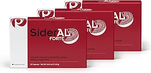 SiderAL Forte Iron Supplement and Vitamin C for Women and Men - Premium Iron Supplement for Iron Deficiency and Anemia Support - High Absorption - Gentle on The Stomach - Non-Constipating - 90 Caps