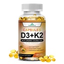 TheraSuva High Potency Vitamin D3 5,000 IU + K2 – Vegan, Non-GMO, with Organic Coconut Oil for Better Absorption – Bone & Heart Support, 2 Month Supply, 120 Softgels