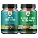 Bundle of Liver Cleanse Detox & Repair - Milk Thistle for Digestion & Immune Health - Ginger Root Choline Dandelion Root and Colon Cleanser & Detox - Lactobacillus Acidophilus Probiotic Body Cleanse
