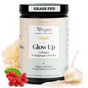 Winged Wellness Glow Up, Collagen Powder for Women - Hair, Skin & Nails Beauty Supplement with Grass-Fed Hydrolyzed Collagen Peptides Adaptogens, Vitamin C & Biotin - 25 Servings, Unflavored