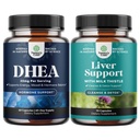 Bundle of DHEA Supplement for Women & Men - Pure DHEA 25mg for Hormone Balance - Dehydroepiandrosterone and Liver Cleanse Detox & Repair - Milk Thistle Supplement for Digestion & Immune Health