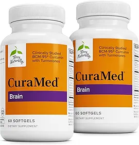 Terry Naturally CuraMed Brain - Dietary Supplement to Support Clarity & Focus - Brain Health Supplement with Curcumin & Turmeric Essential Oil to Aid Concentration - 60 Softgels (2 Pack)