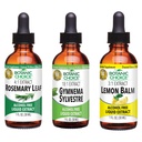 Botanic Choice Lemon Balm, Rosemary Leaf, & Gymnema Sylvestre Extracts Bundle – Daily Overall Wellness Kit for Balanced Sleep, Immune System Boost, Better Focus, & Improved Wellbeing (1 fl. Oz. Each)