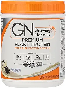 Growing Naturals Rice Protein Isolate Powder Vanilla 1.03 Pound