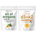 Micro Ingredients Oil of Oregano Softgels 6,000mg Per Serving & Vitamin D3 5000 IU Plus K2 (MK-7) 100 mcg, 300 Virgin Coconut Oil Softgels Bundle Pack | 4X Strength Carvacrol & Thymoquinon | Essential
