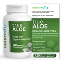 NatureCity TrueAloe Organic Aloe Vera Capsules - Supports Digestive Balance, Joints and Stomach Comfort - Plant-Based Aloe Barbadensis Powder - Easy-to-Swallow Single Ingredient Formula - 120 Caps