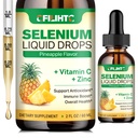 Selenium Liquid Drops, 200mcg Liquid Selenium Supplement with Vitamin C & Zinc, Support for Immune System, Antioxidant & Heart Health, High Absorption, Pineapple Flavor, 2 Fl Oz