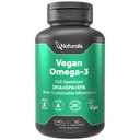 Naturalis Vegan Omega 3 DHA, EPA & DPA from Algae | Vegan Society Certified, Sustainably Sourced, True Full Spectrum | 60 Veggie Softgels (Carrageenan Free)