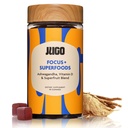 JUGO Focus + SUPERFOODS Ashwagandha Gummies with Vitamin D3 & Superfruit Blend, Vegetarian-Friendly Focus Supplement with Adaptogens, Gelatin-Free and Gluten-Free, Non-GMO, Made in USA, 40 Coun