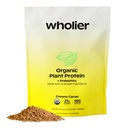 wholier Organic Plant Protein Powder + Prebiotics & Amino Acids, 21g Chocolate Protein Powder, USDA Organic, Gut Health Support, Vegan, Gluten Free, No Fillers, Creamy Cacao, 14 Servings