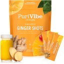 Ginger Shots with Turmeric & Pineapple - Ginger Juice Superfood Powder - Immunity Shots & Wellness Shots for Digestion & Energy Support - 15 Stick Packs - PuriVibe