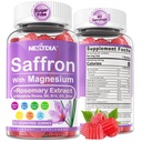 Nextdia Saffron with Magnesium Glycinate Gummies, 2 Months Supply -Sugar Free Magnesium 400/200mg w/Saffron,Rhodiola,Rosemary, B6,B12,D3 for S-leep, Calm,Focus, Relax, Nerve, Melatonin Free Gummies