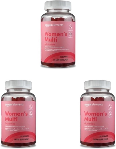   Elements - Adult Women’s Organic Multivitamins, 90 Gummies (30 Servings), Vegetarian, Gluten Free (Previously Revly) (Pack of 3)