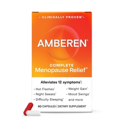 Amberen Menopause Supplement for Women, 180 Capsules, Clinically Proven, Helps Support Hormone Balance, Helps Relieve 12 Menopause Symptoms: Hot Flashes, Night Sweats, Mood Swings and More