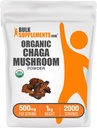 BulkSupplements.com Organic Chaga Mushrooms Powder - Chaga Mushroom Supplement, Superfood Supplement - Vegan & Gluten Free, 500mg per Serving, 1kg (2.2 lbs) (Pack of 1)