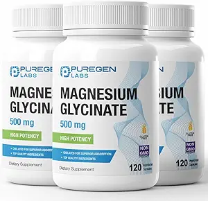Magnesium Glycinate 500mg [High Potency] Veggie Caps, Chelated for Superior Absorption, Non-GMO, NO Gluten and Dairy, Supports Muscle, Joint, and Heart Health | Total 360 Capsules