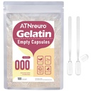 Size 000 Empty Gelatin Capsules with 2 Micro Spoons - 100 Count Empty Clear Capsule - Empty Pill Capsules for Powders Supplements