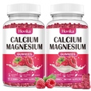 Calcium Magnesium Zinc Gummies-Calcium Magnesium 2:1 Ratio with Vitamin D3, K2, B6, B12 for Bone Strength, Muscle Function & Nerve Health, Extra Absorption Formula, Vegan, Raspberry Flavor 120 Gummies