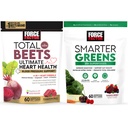 Bundle of Force Factor Total Beets Ultimate Heart Health Blood Pressure Support Chews with CoQ10, 60 Soft Chews + Smarter Greens Superfood Chews, to Support Digestion, 60 Soft Chews